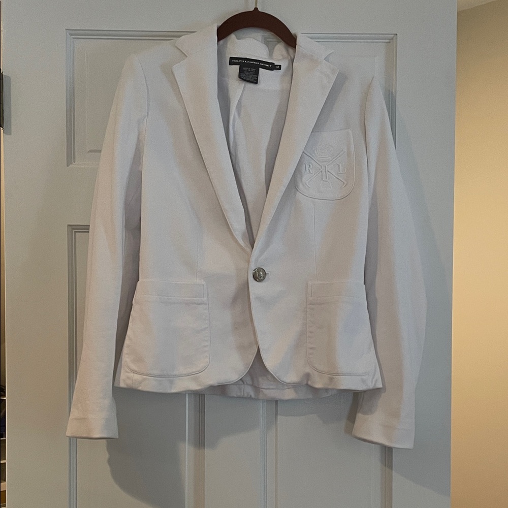 Ralph Lauren White Blazer with Embroidered Crest